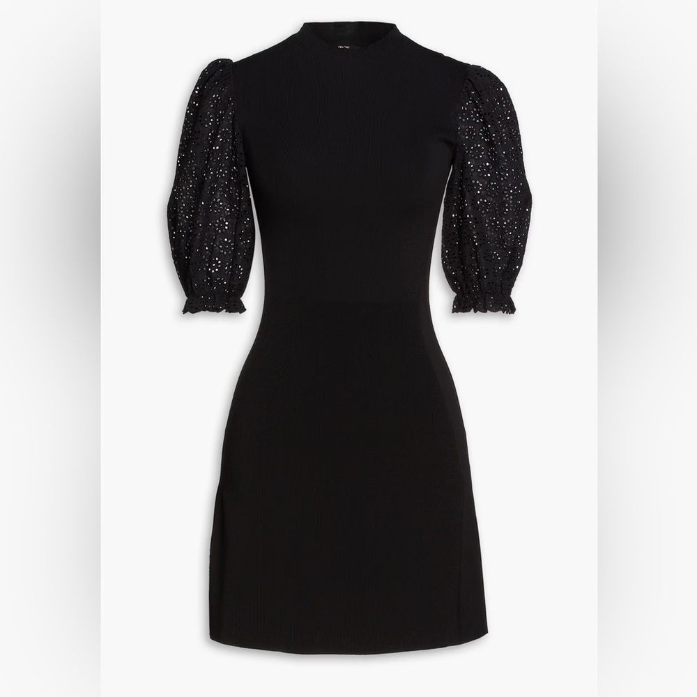 Maje Roxetty ribbed knit dress with puffer sleeves brand new